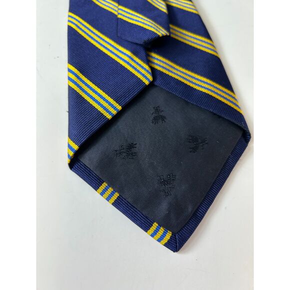 Brooks Brothers Navy with Yellow Royal Blue Stripes Classic Silk Tie - Picture 6 of 9